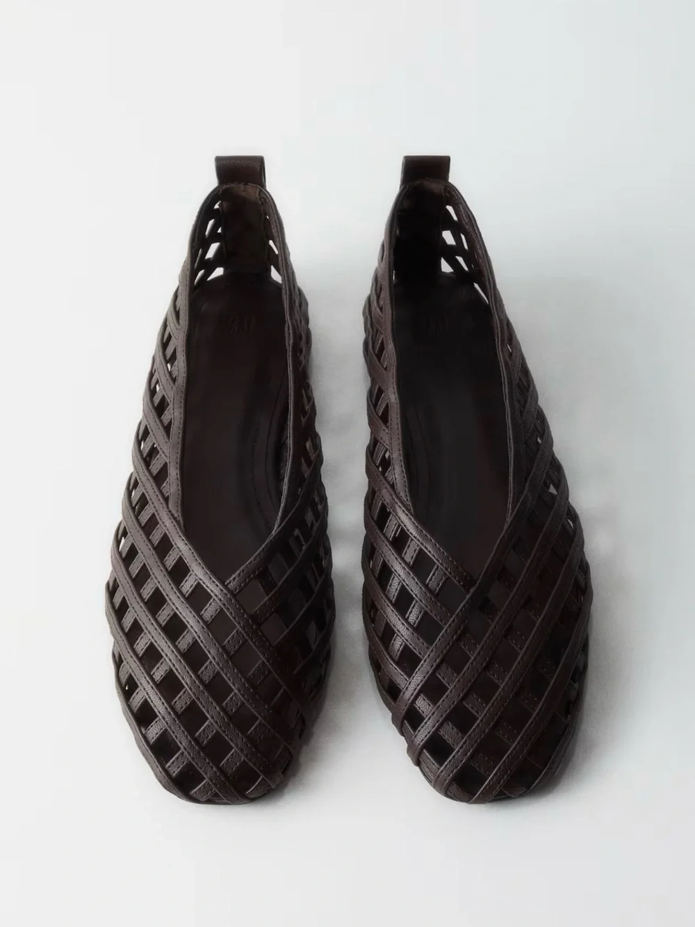 H&M Women's Braided Look Ballet Flats Dark Brown
